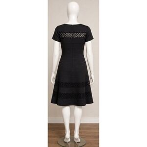White House Black Market Dress 6 Black Lace Crochet Fit Flare Cocktail Party